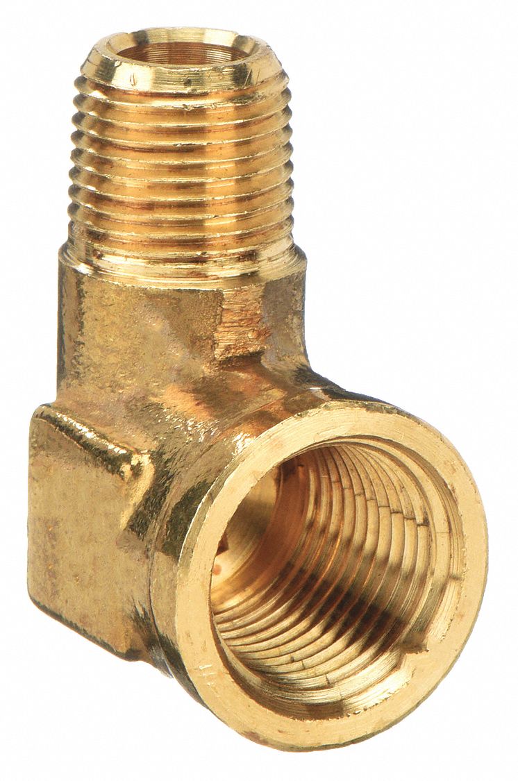 90° Reducing Street Elbow: Brass, 1/2 in x 3/8 in Fitting Pipe Size, Female NPT x Male NPT