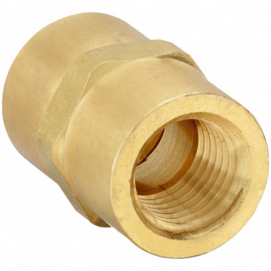 Coupling: Brass, 1/4 in x 1/4 in Fitting Pipe Size, Female NPT x Female  NPT, 1 1/4 in Overall Lg