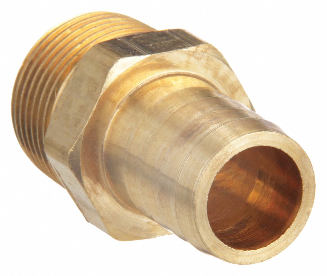 BARBED HOSE FITTING, FOR 1 IN HOSE ID, HOSE BARB X NPT, 1 X 1 IN FITTING SIZE, BRASS