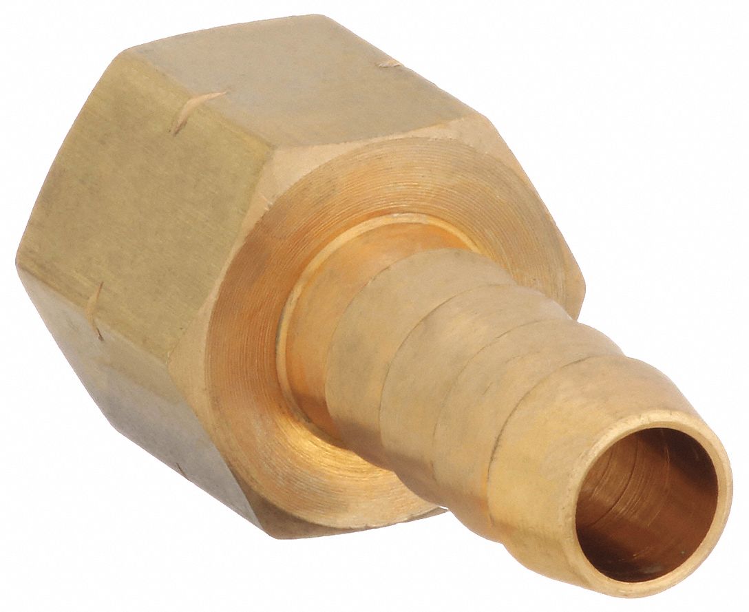 Barbed Hose Fitting: For 5/16 in Hose I.D., Hose Barb x NPT, Male x Female, Hex