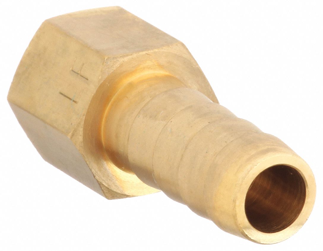 BARBED HOSE FITTING, FOR 5/16 IN HOSE ID, HOSE BARB X NPT, MALE X FEMALE, HEX