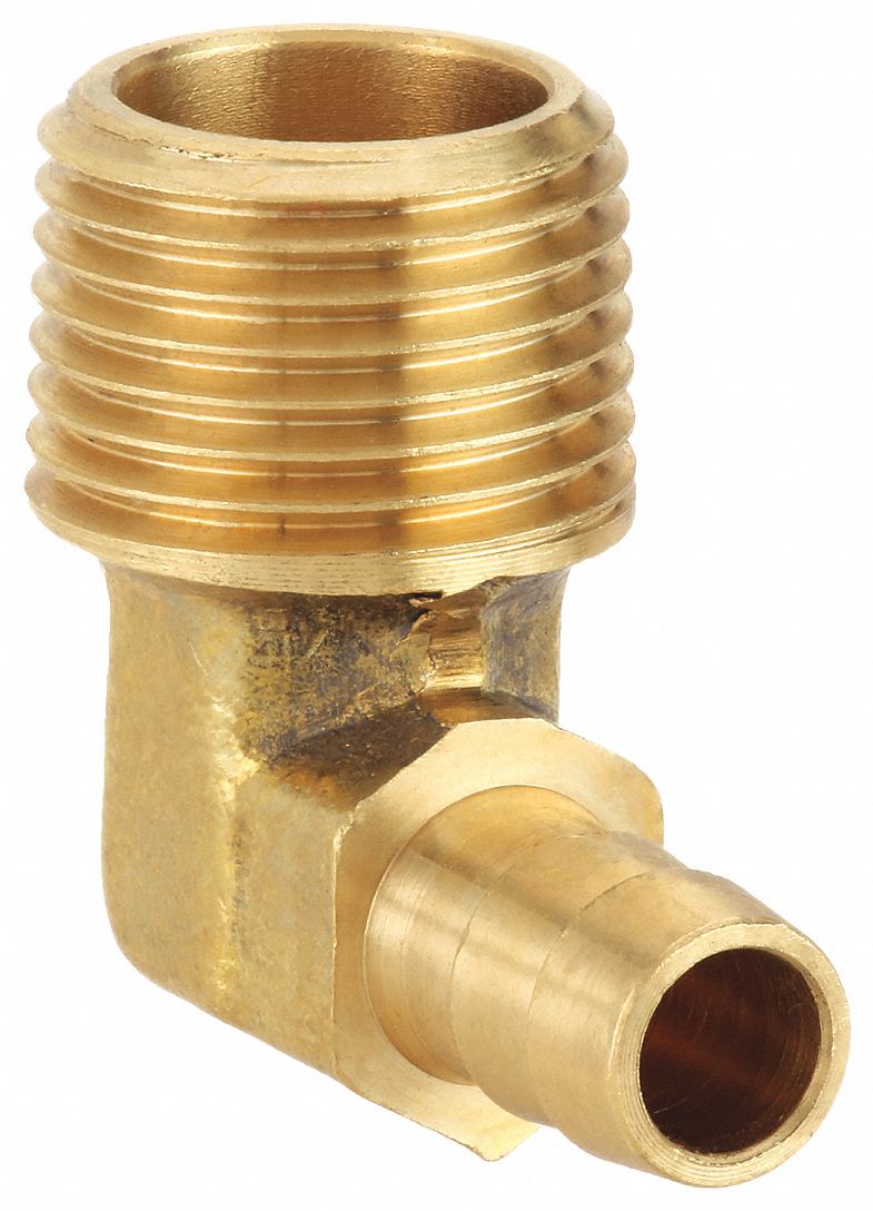 Barbed Hose Fitting: For 3/8 in Hose I.D., Hose Barb x NPT, Male x Male, No Knurl