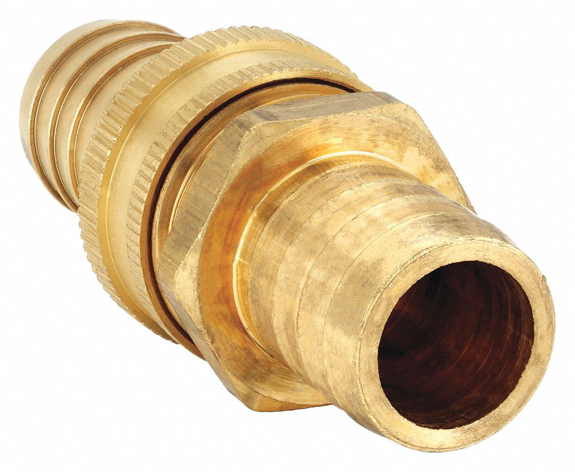 Barbed Hose Fitting - Coupling Set: For 3/8 in Hose I.D., Hose Barb x Hose Barb, Male x Male, Rigid