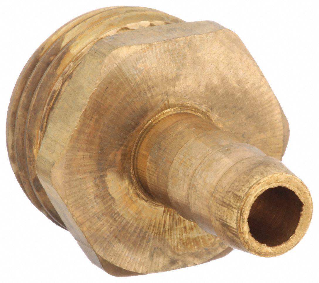 BARBED HOSE FITTING, FOR ⅜ IN HOSE ID, GHT X HOSE BARB, ¾ X ⅜ IN FITTING, STRAIGHT