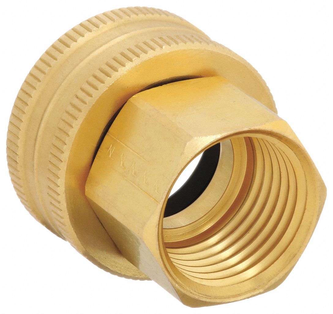 GARDEN HOSE ADAPTER, ¾ X ½ IN FITTING, FEMALE X FEMALE, SWIVEL, 1⅛ IN OVERALL L