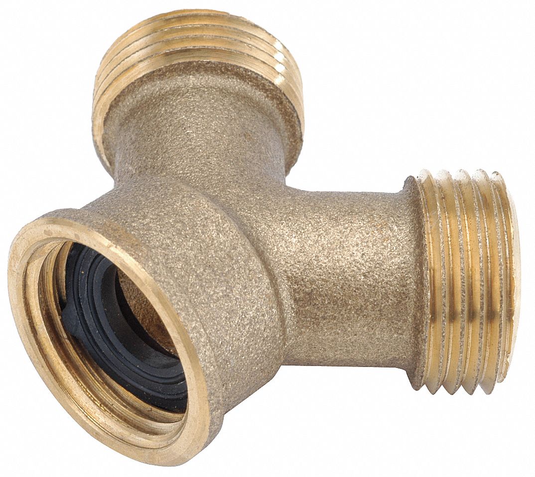 GRAINGER APPROVED Garden Hose Wye, Fitting Material Brass x Brass