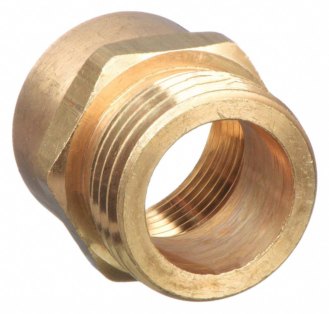 GARDEN HOSE ADAPTER, ¾ X ¾ IN FITTING, MALE X FEMALE, RIGID, 1¼ IN OVERALL L, BRASS