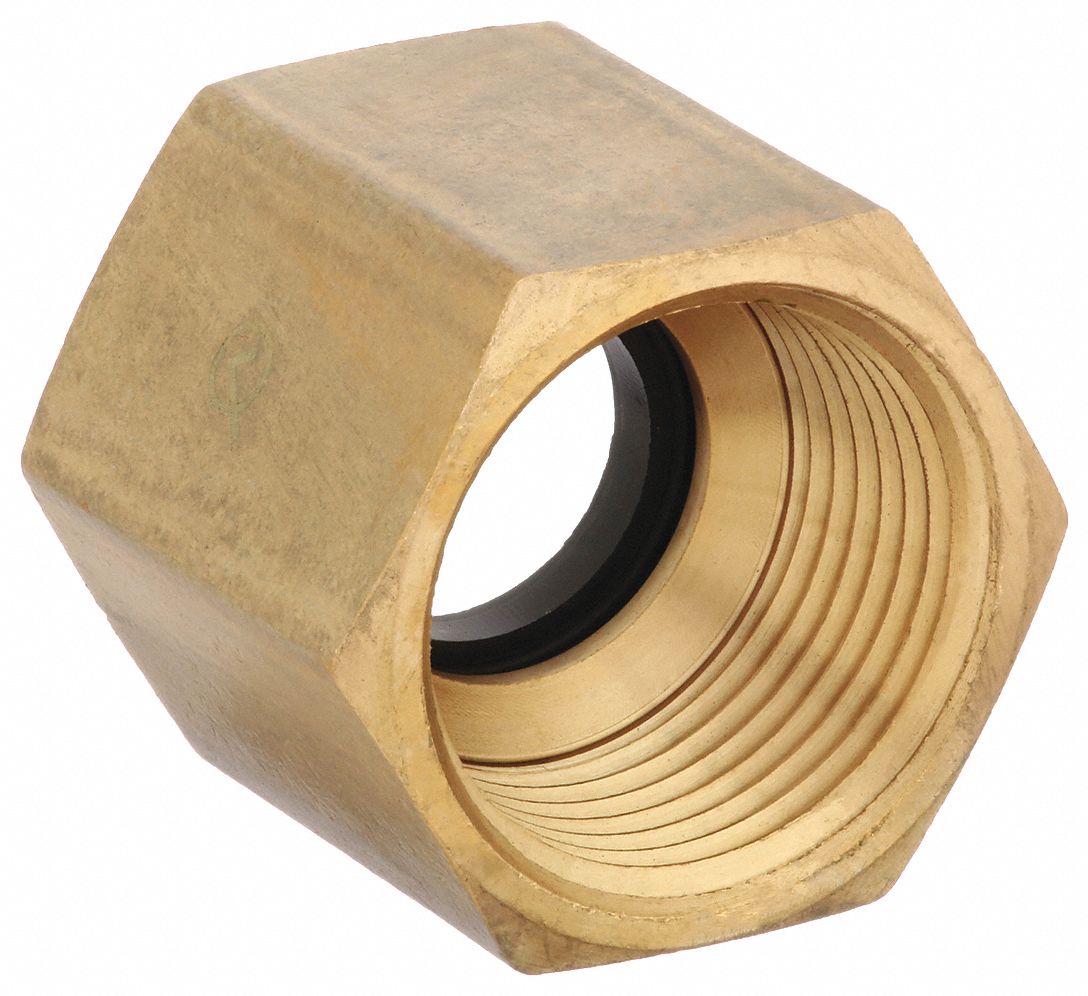 GARDEN HOSE ADAPTER, ¾ X ¾ IN FITTING, FEMALE X FEMALE, RIGID, 1⅛ IN OVERALL L, BRASS