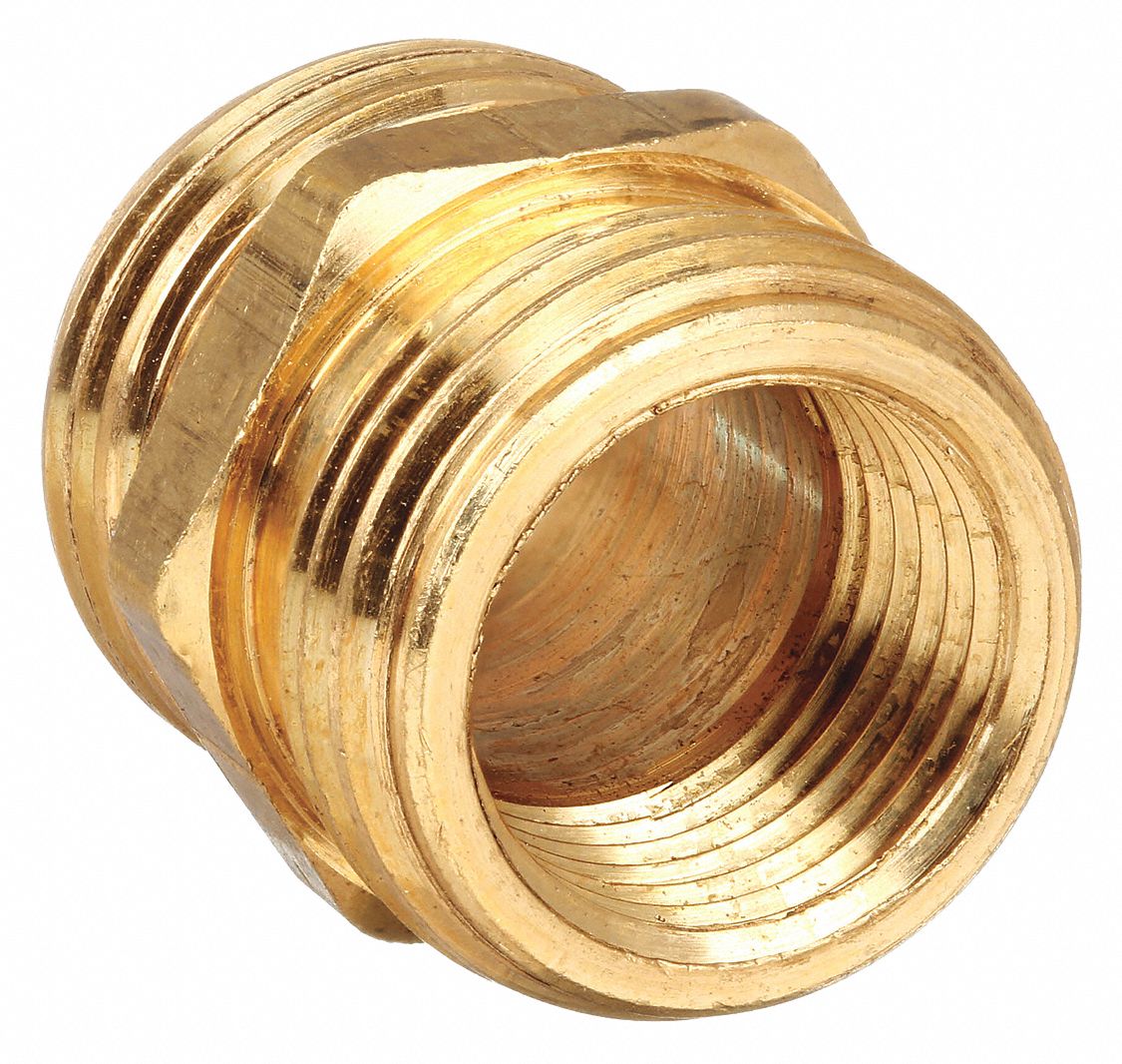 GARDEN HOSE ADAPTER, ¾ X ¾ IN FITTING, MALE X MALE, SWIVEL, 1¼ IN OVERALL L, BRASS