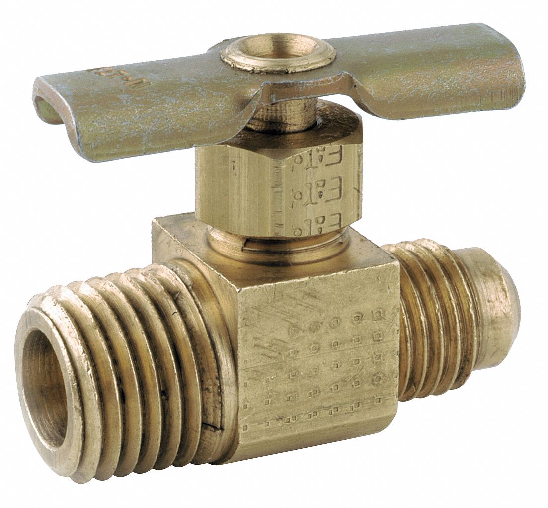 GRAINGER APPROVED Needle Valve Straight Fitting, Low Lead Brass, 1/4
