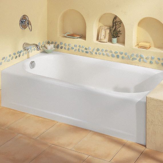 AMERICAN STANDARD Recess Bath with Integral Overflow Left Drain Location, American Std