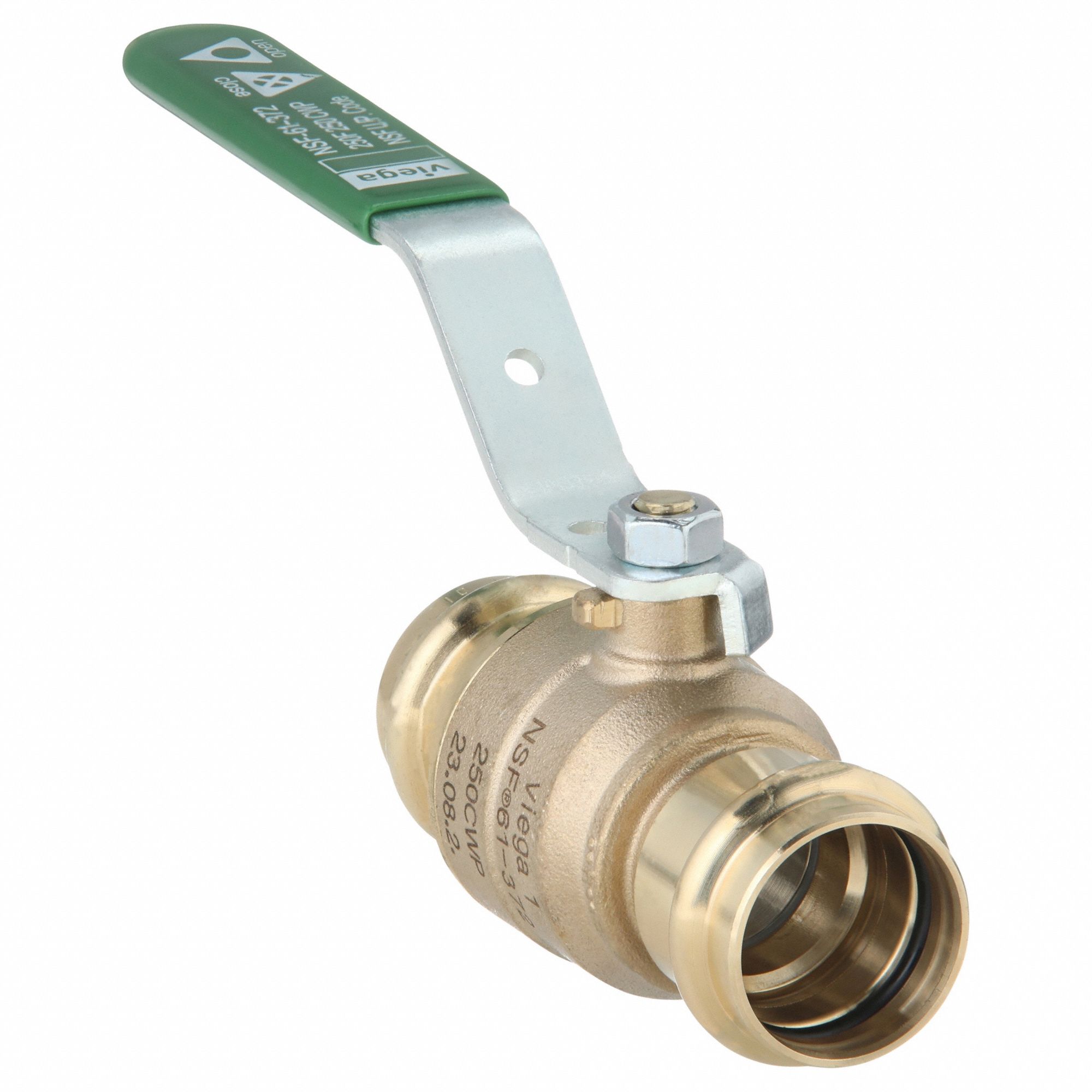 Manual Two-Way Ball Valve: 1 in Size, Bronze, Straight, Press x Press, Two-Piece