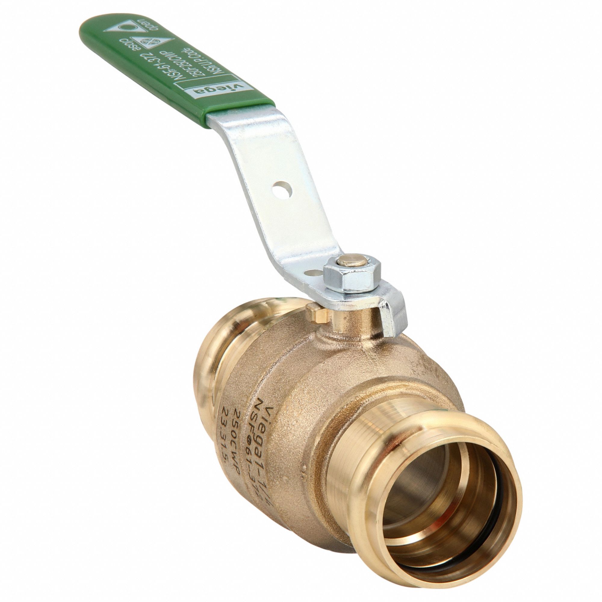 Manual Two-Way Ball Valve: 1 1/4 in Size, Bronze, Straight, Press x Press, Two-Piece