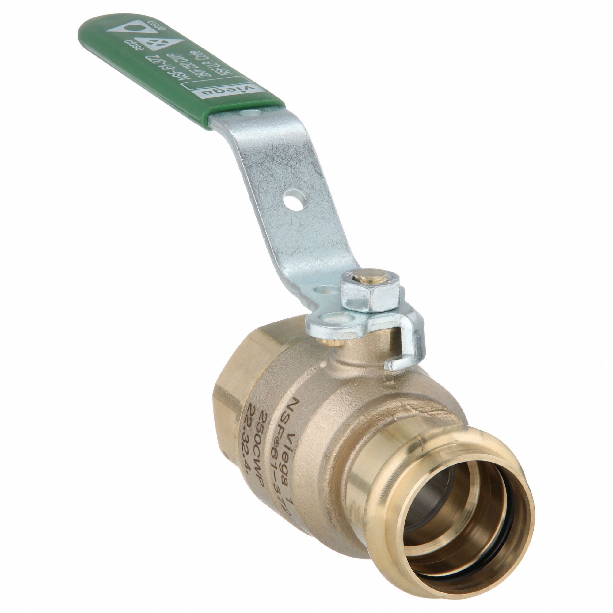 Manual Two-Way Ball Valve: 1 in Size, Bronze, Straight, Press x FNPT, Two-Piece