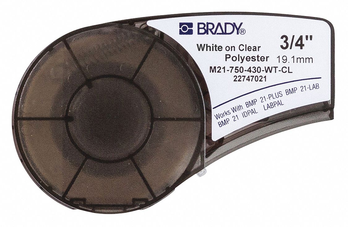 BRADY Continuous Label Roll Cartridge 3/4 in x 21 ft, Autoclavable