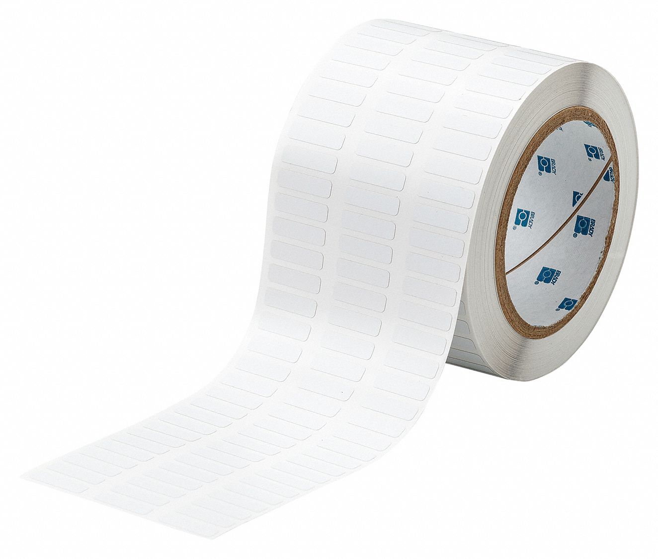 Pre-Cut Label Stock Roll: 1/4 in x 29/32 in, 3 11/32 in x 1/4 in, Polyimide, White (Matte)