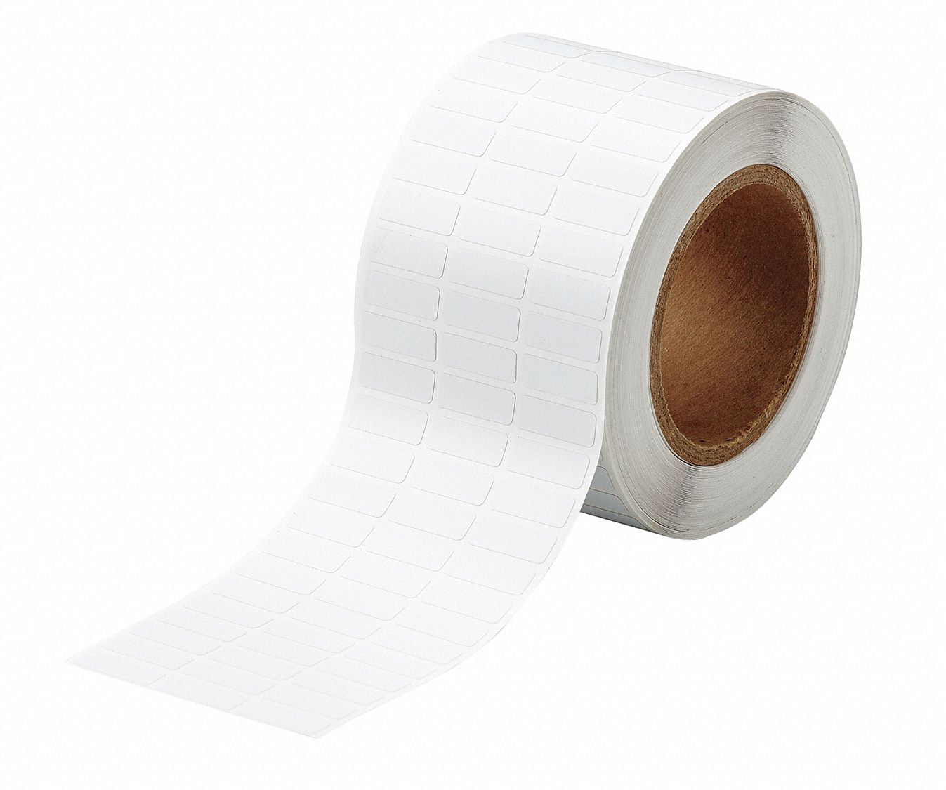 Pre-Cut Label Stock Roll: 3/8 in x 1 in, 3/8 in, Polyimide, White (Matte), 10, 000 Labels per Roll