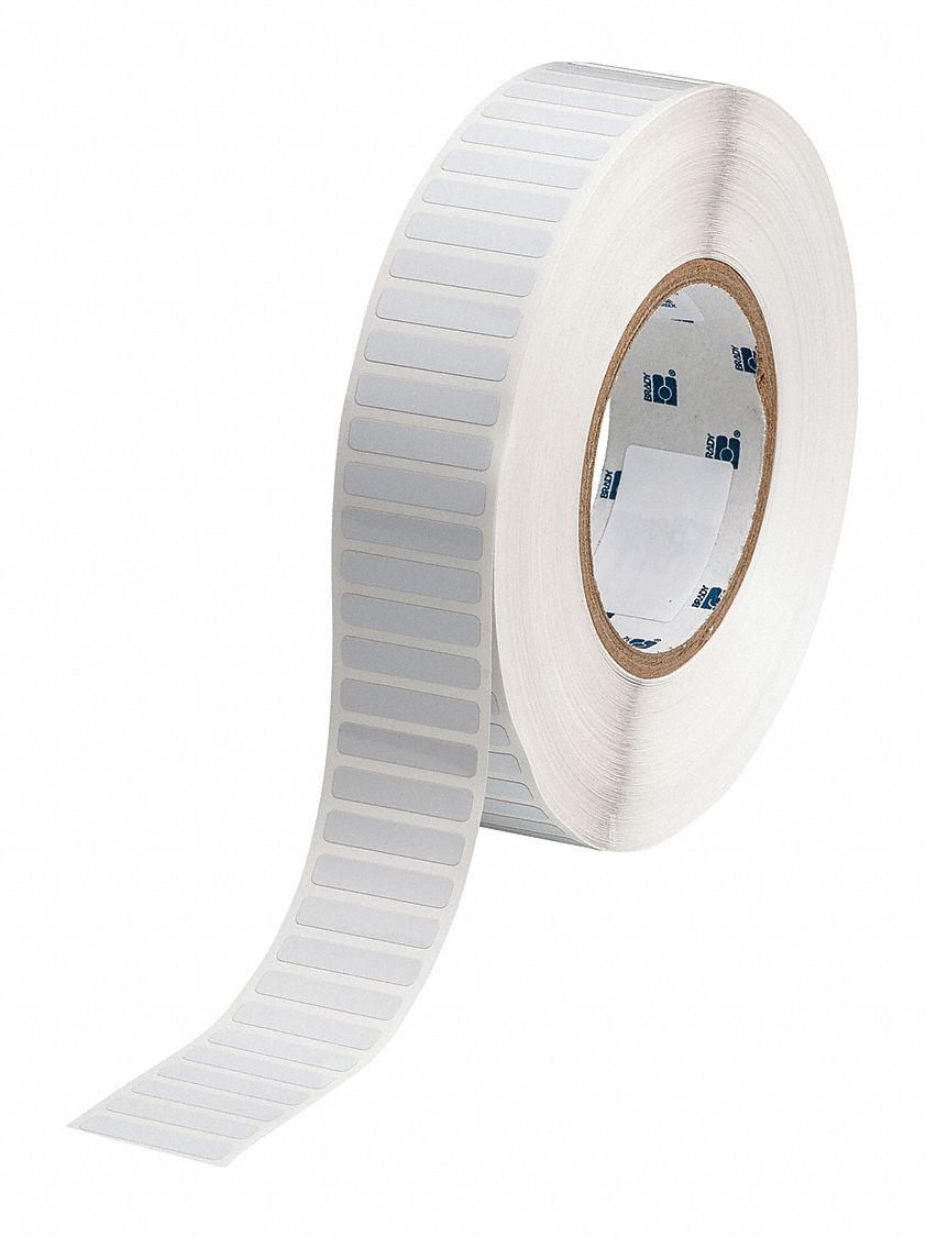 Pre-Cut Label Stock Roll: 1/4 in x 1 1/4 in, 1 29/64 in x 1/4 in, Polyimide, White (Gloss)