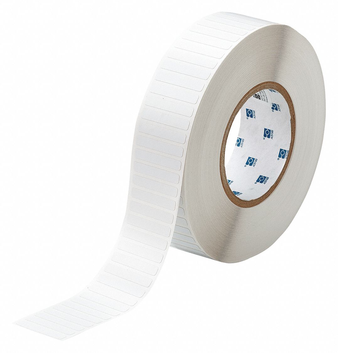 Pre-Cut Label Stock Roll: 1/4 in x 1 1/2 in, 1/4 in, Polyimide, White (Gloss), -94°F to 572°F