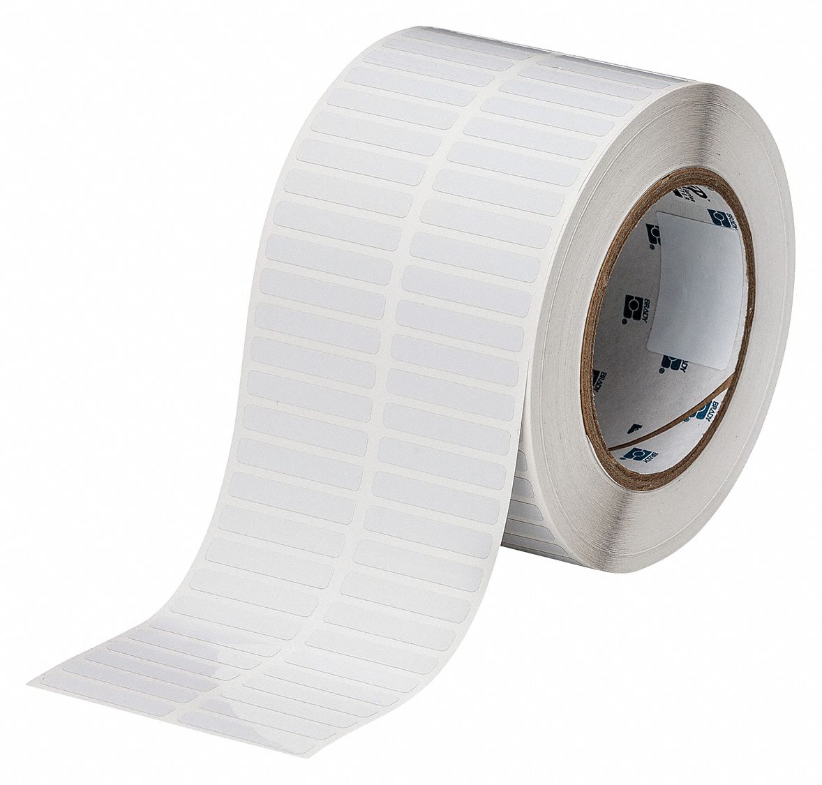 Precut Label Roll: 1/4 in x 1 1/2 in, Polyimide, White ( Gloss ), 10, 000 Labels per Roll