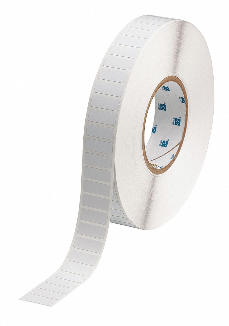 Pre-Cut Label Stock Roll: 3/8 in x 1 in, 3/8 in, Polyimide, White (Matte), 10, 000 Labels per Roll