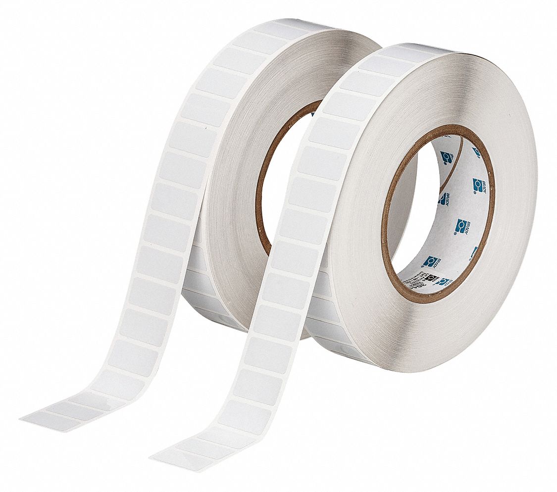 Pre-Cut Label Stock Roll: 1/2 in x 1 in, 1/2 in, Polyimide, White (Gloss), 5, 000 Labels per Roll