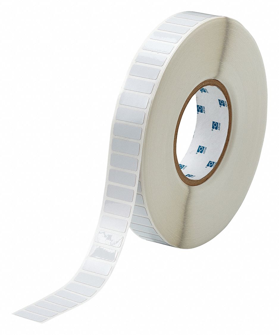 Precut Label Roll: 3/8 in x 1 in, 1 13/64 in, Polyimide, White ( Gloss ), 10, 000 Labels per Roll