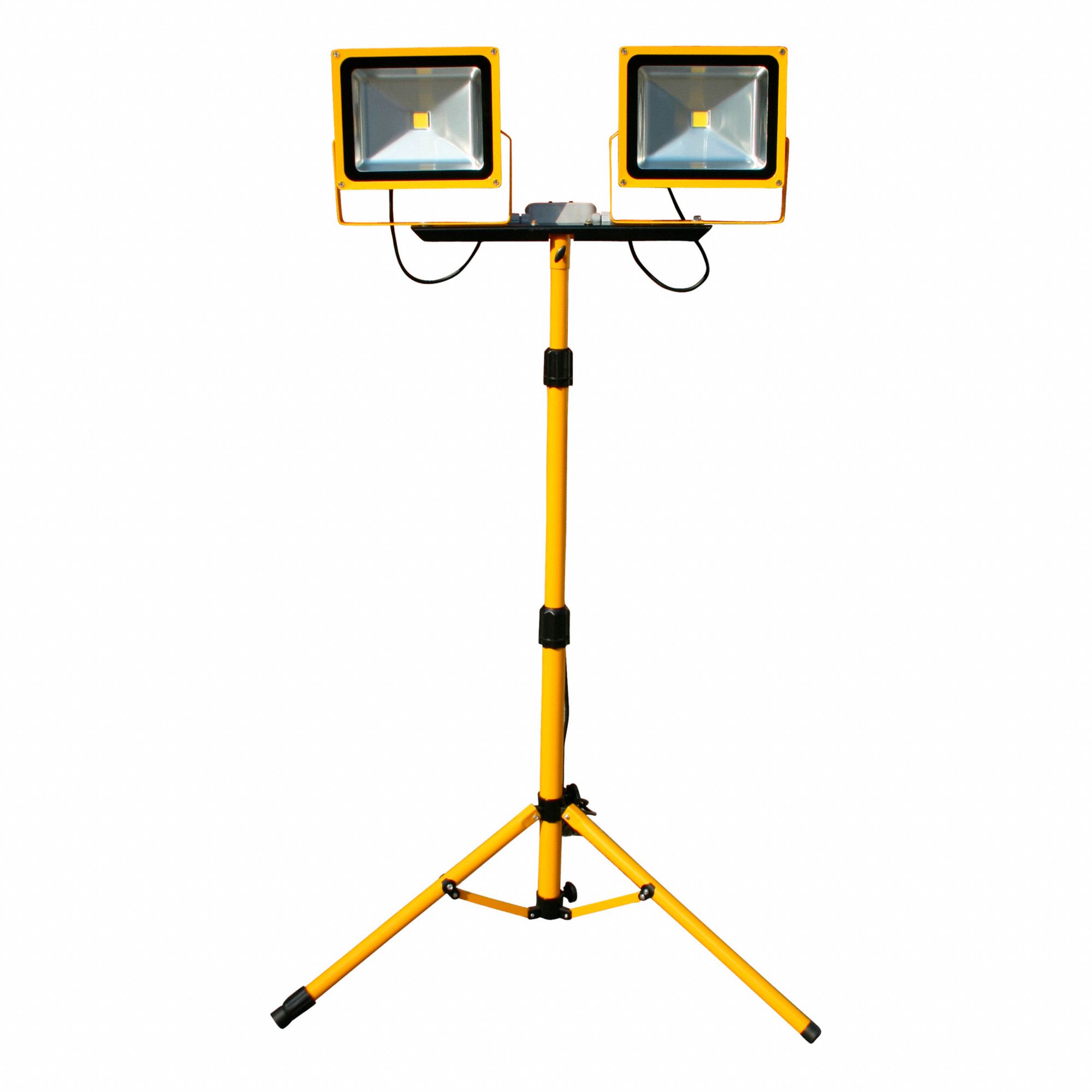 FLOODLIGHT, DUAL, LED, 2 LAMP HEADS, 3000 LUMENS, 50,000 HR, 120 V, 30 W, YELLOW, TEMPERED GLASS, AL