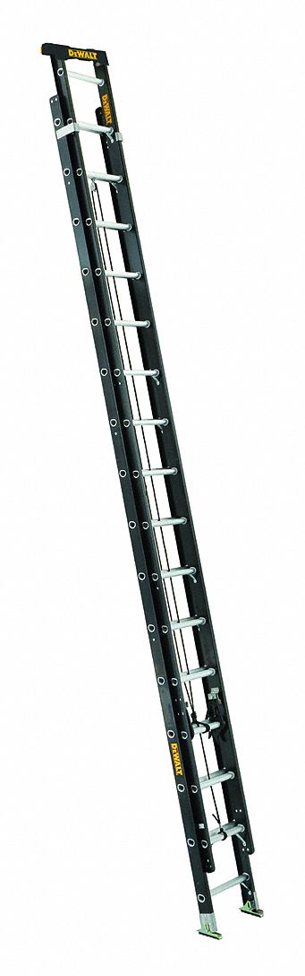 Extension Ladder: 32 ft Ladder Size, Fiberglass, 300 lb Load Capacity, 73 lb Wt, 2 Sections
