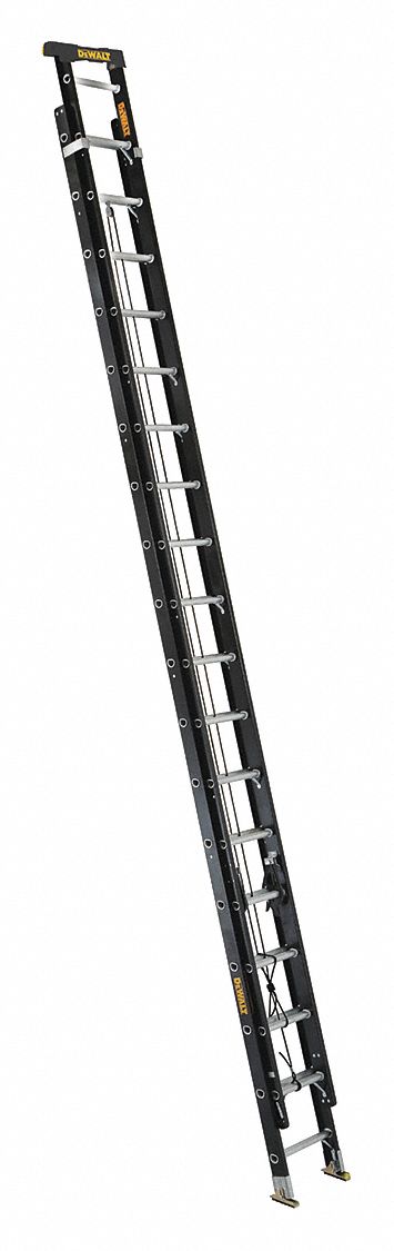 Extension Ladder: 36 ft Ladder Size, Fiberglass, 300 lb Load Capacity, 79 lb Wt, 2 Sections