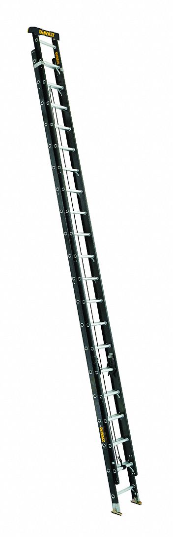 Extension Ladder: 40 ft Ladder Size, Fiberglass, 300 lb Load Capacity, 95 lb Wt, 2 Sections