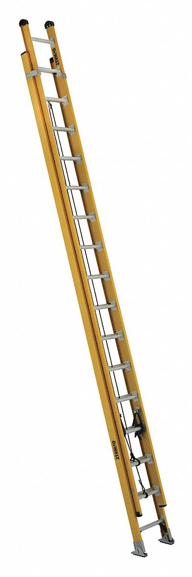 Extension Ladder: 32 ft Ladder Size, Fiberglass, 375 lb Load Capacity, 75 lb Wt, 2 Sections