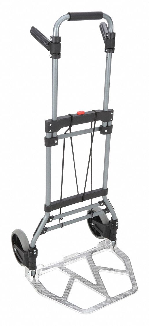 Telescoping Thin-Profile Folding Hand Truck: 19 in x 13 1/2 in, Solid Rubber