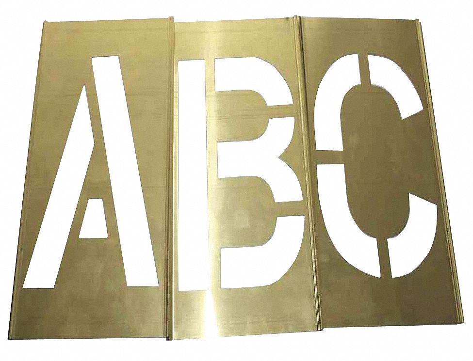 Stencil Set: A to Z/Punctuation, 6 in Character Ht, Brass, Interlocking