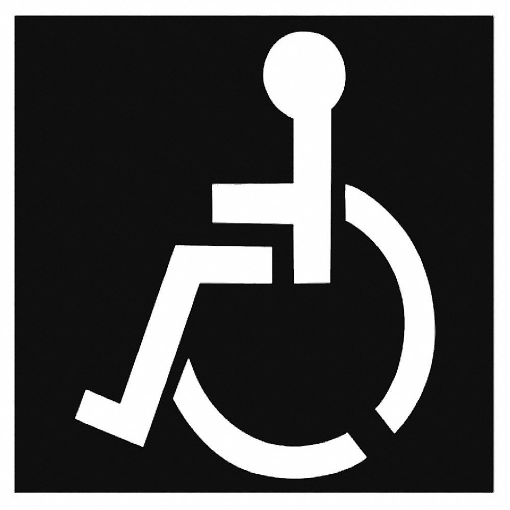 Individual Stencil: Handicap, 19 1/2 in Overall Ht, 0.015 in Thick, 15 1/2 in Character Size (WxH)
