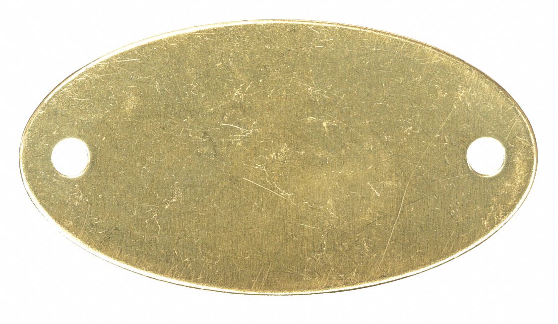 Blank Valve Tag: Gold, Oval, 1 7/8 in x 1 in, 100 PK