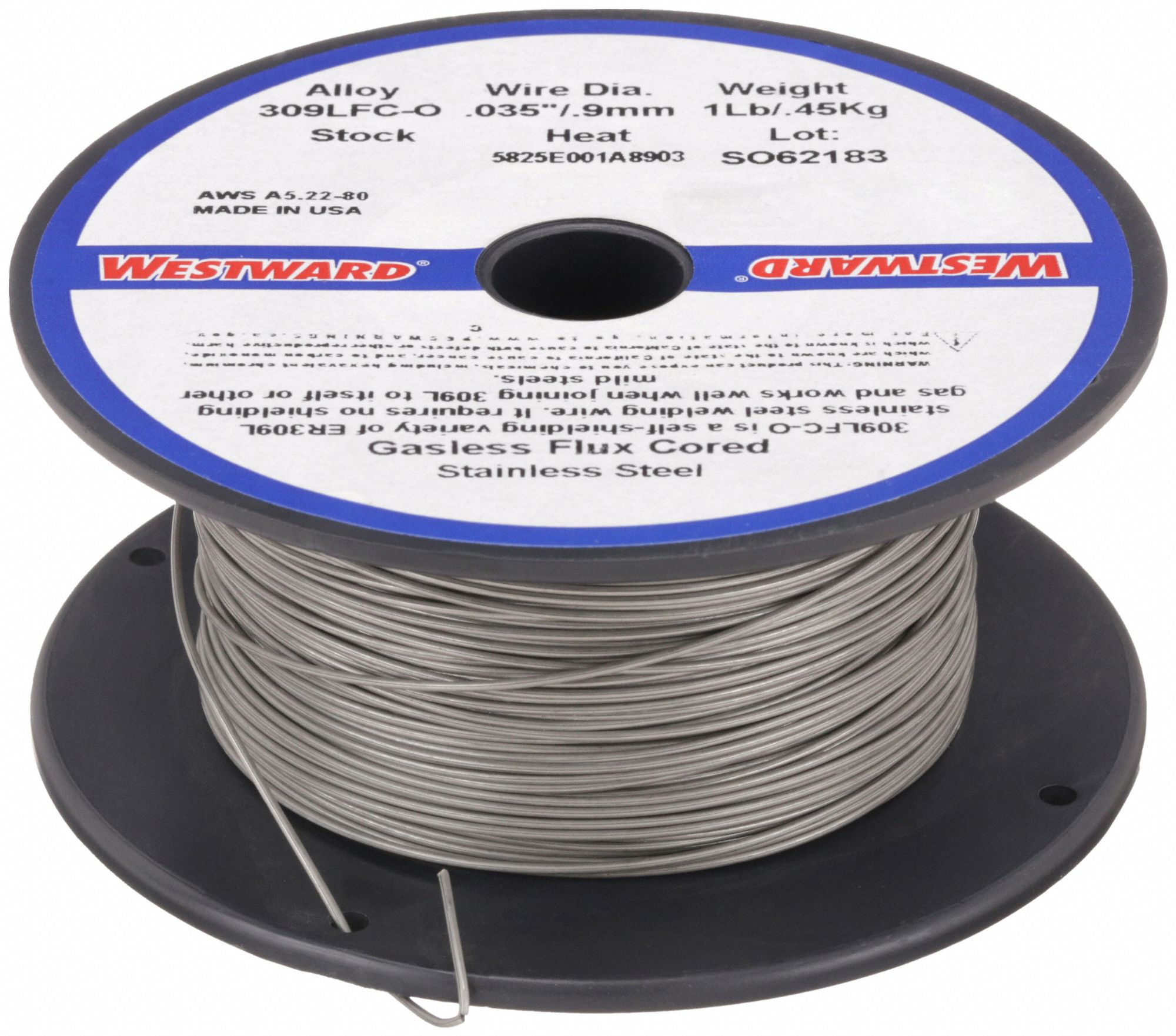 WESTWARD, Stainless Steel, E309LFCO, FluxCored Welding Wire 20YC44