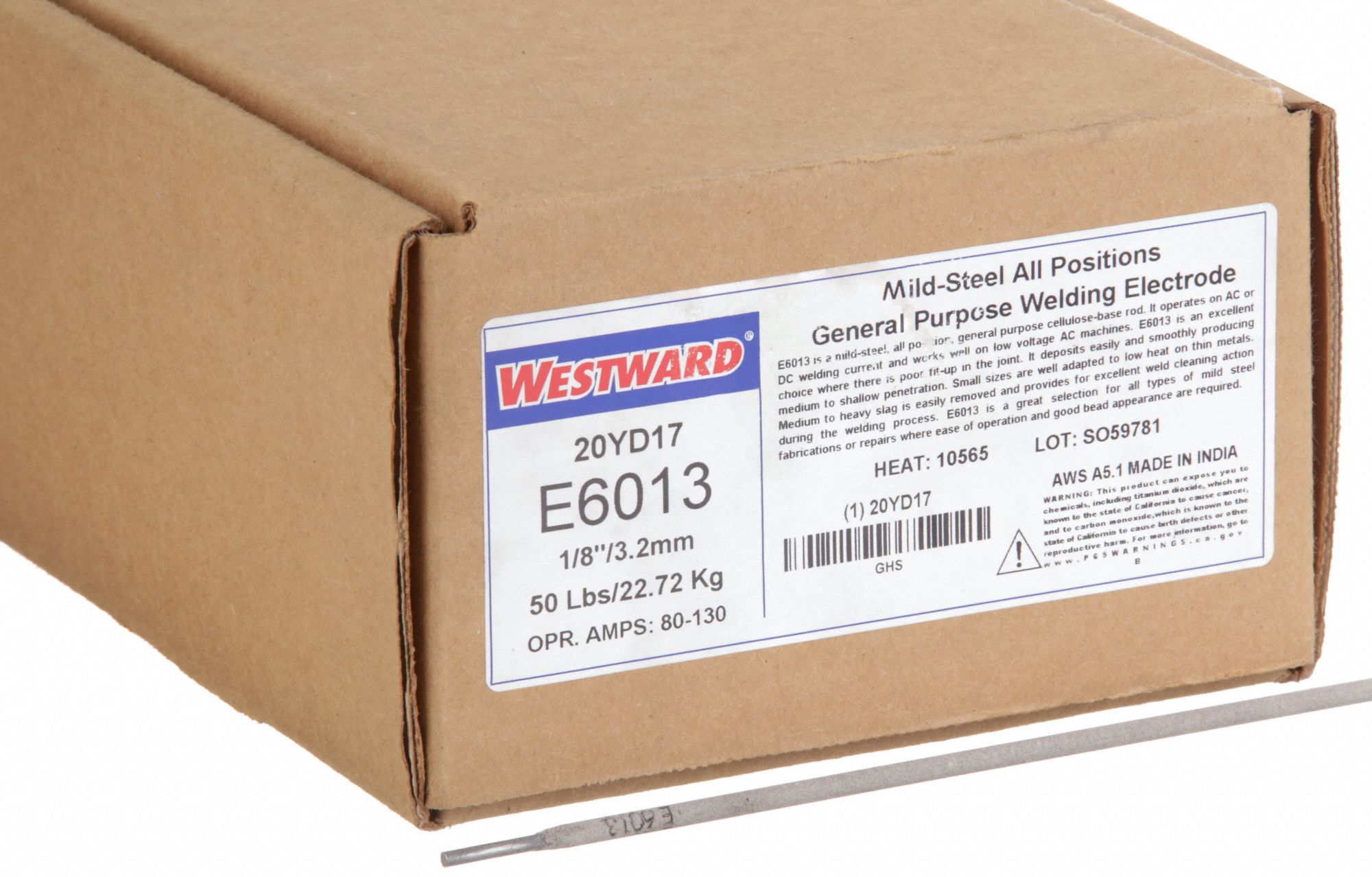 Stick Electrode: Carbon Steel, E6013, 1/8 in x 14 in, 50 lb