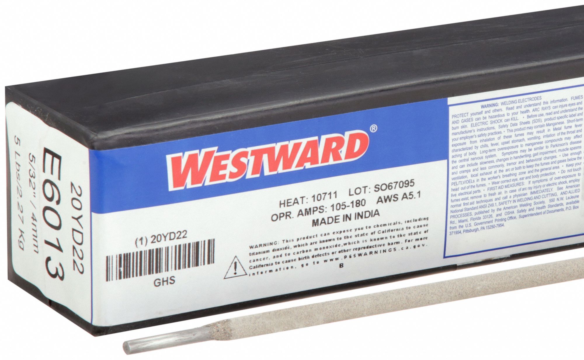 Stick Electrode: Carbon Steel, E6013, 5/32 in x 14 in, 5 lb