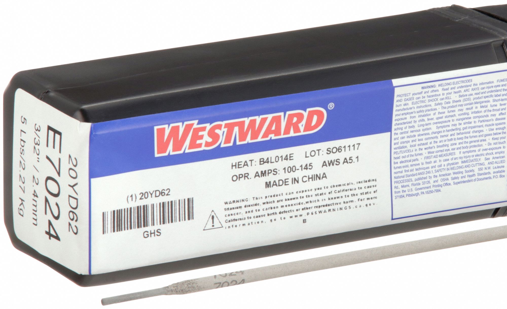 Stick Electrode: Carbon Steel, E7024, 3/32 in x 14 in, 5 lb