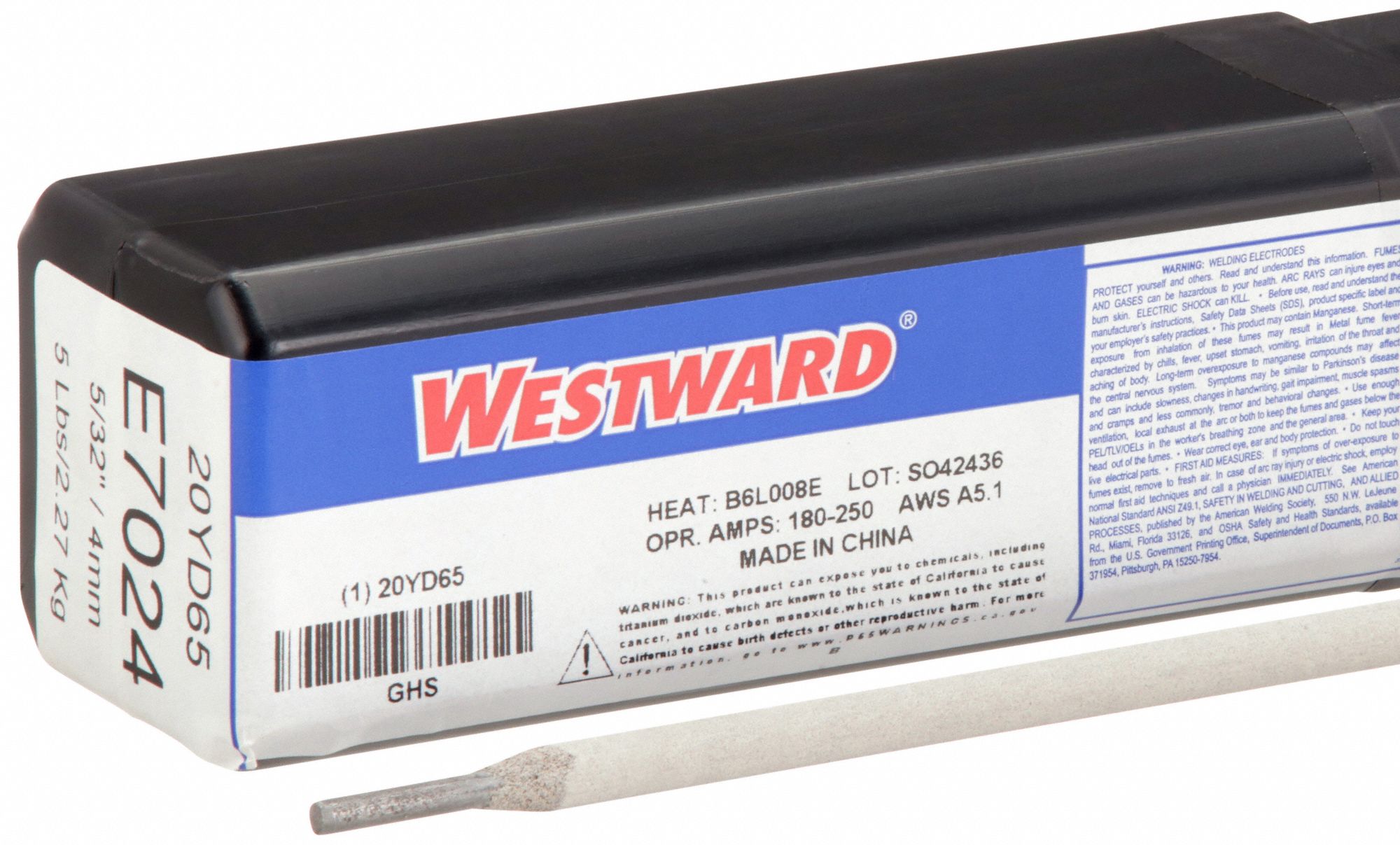 Stick Electrode: Carbon Steel, E7024, 5/32 in x 14 in, 5 lb