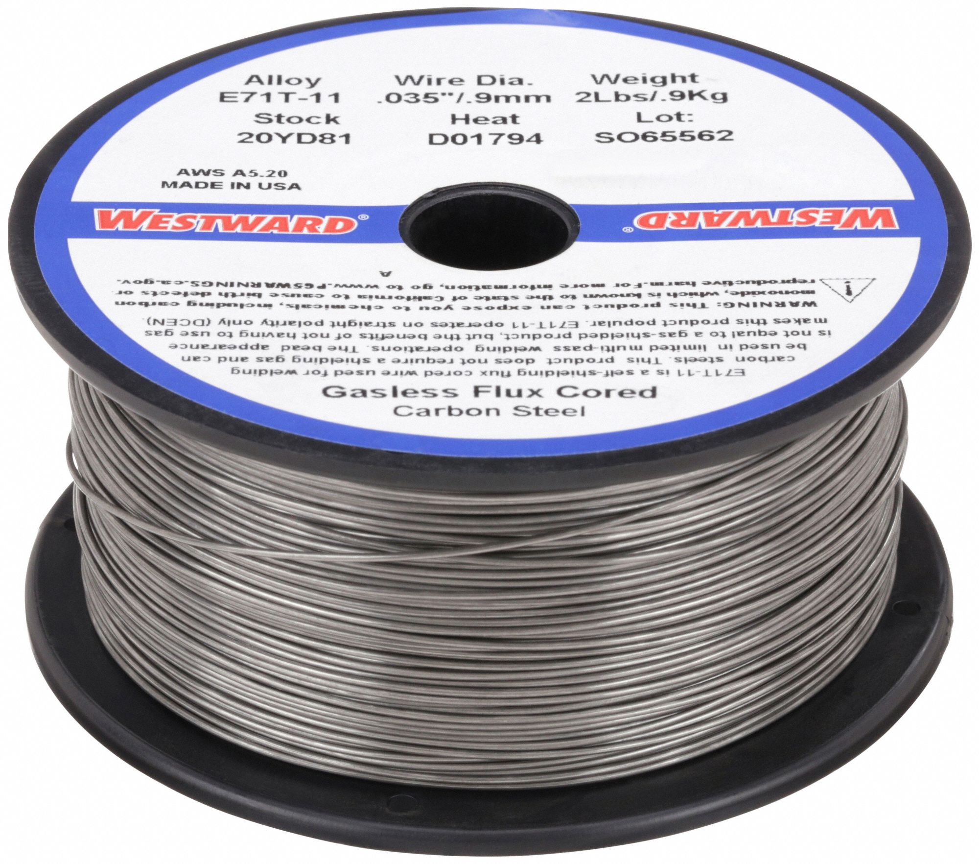 Flux-Cored Welding Wire: Carbon Steel, E71T-11, 0.035 in, 2 lb