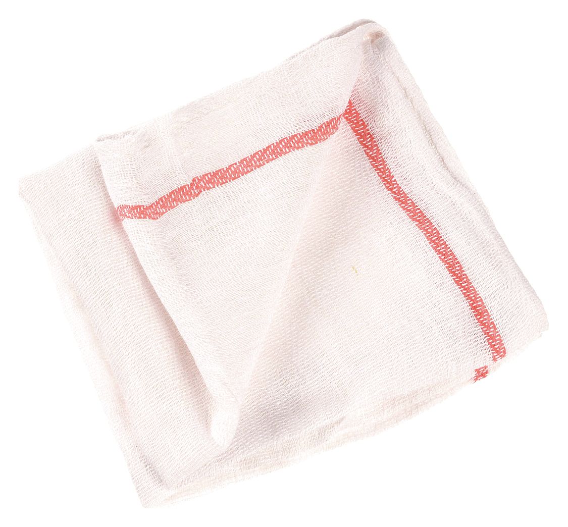 Glass Towel: Red/White, Red Border, 100% Cotton Material, 26 in Overall Lg