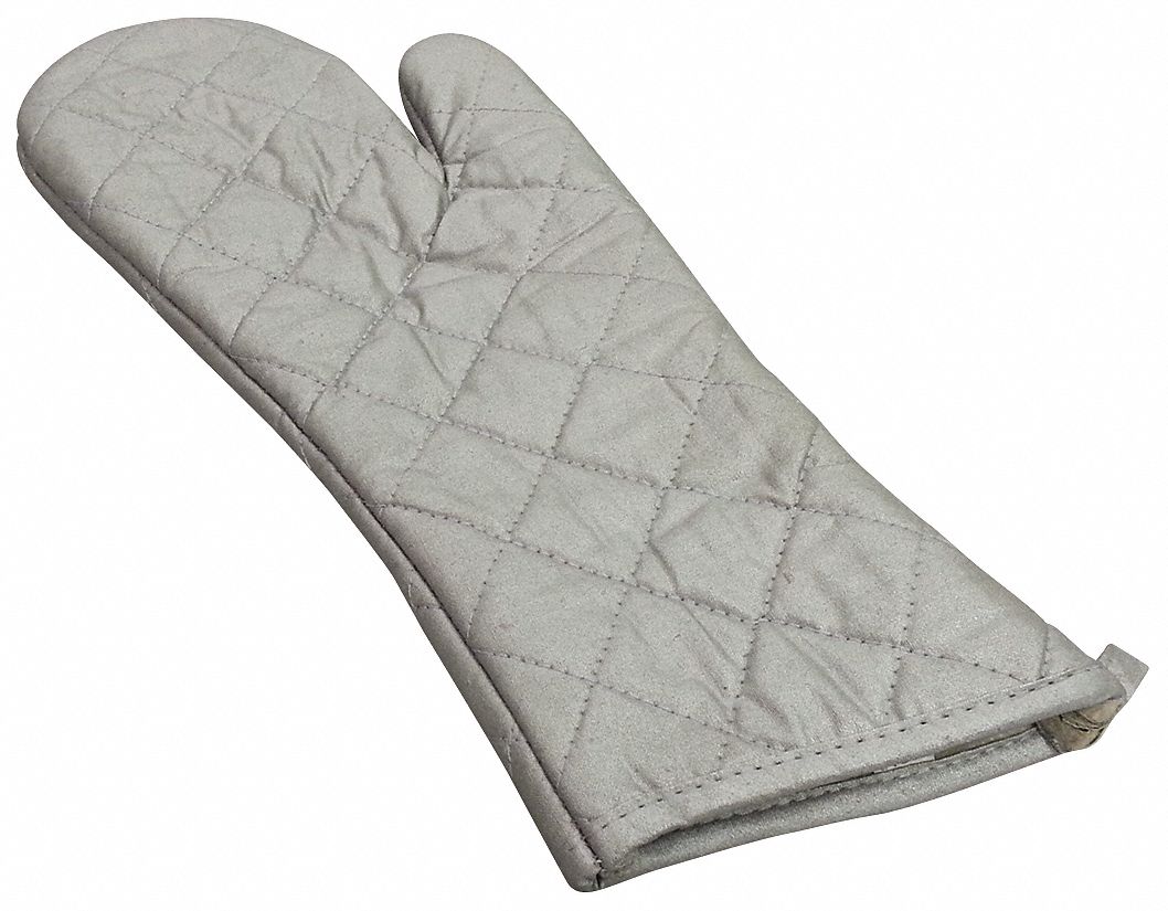 Oven Mitt Hand Shaped Silver 13in