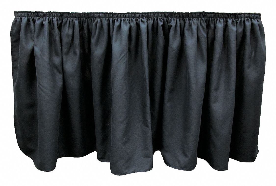 Table Skirt, Black, 17 1/2 ft Length, 29 in Height, Polyester - Grainger