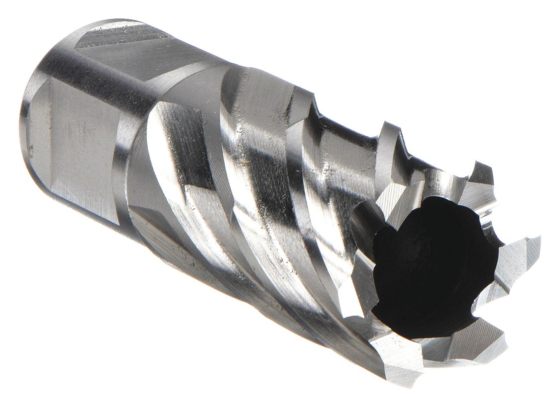 Annular Cutter: 2 1/2 in Cutter Dia, 1 in Max Cutting Dp, Bright, High Speed Steel