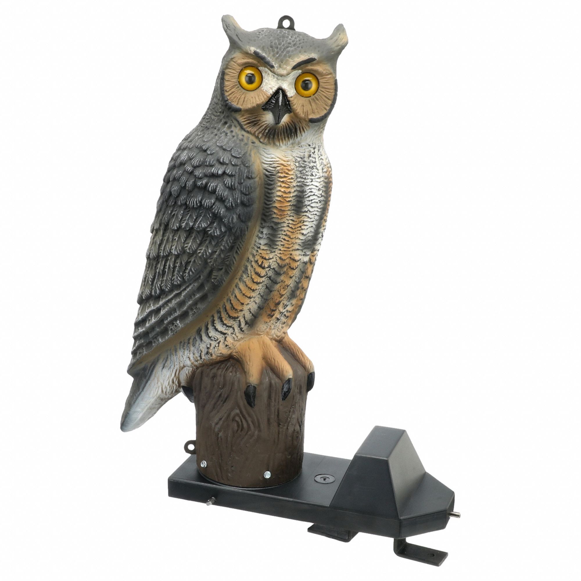 Screech Decoy: Brown/White, Plastic, 400 sq ft Coverage Area, Targets Pigeons/Sparrows