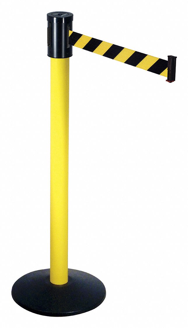 BARRIER POST WITH BELT,40 IN. H,SLOPED