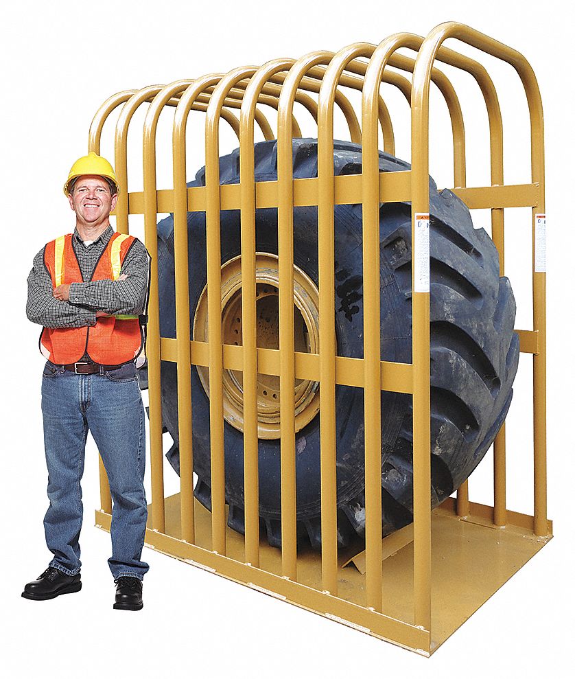 INFLATION CAGE, FOR EARTHMOVER TIRES, 10 BAR, 48 X 90 1/2 IN, BASE 48 X 72 IN, 820 LB