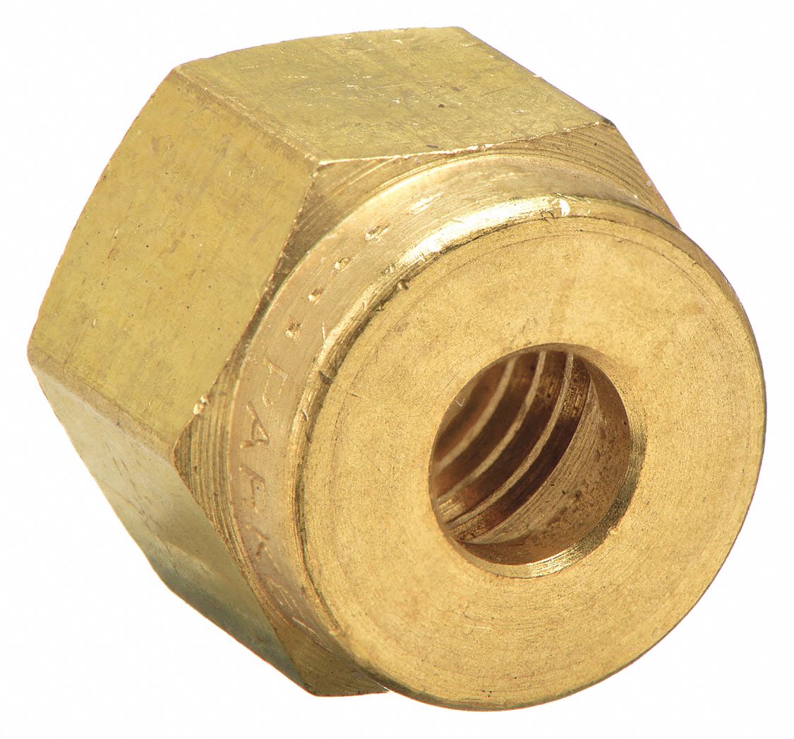 Compression Fitting Nut: 1/16 in OD Size, Compression, Brass, 1/16" Thread Size